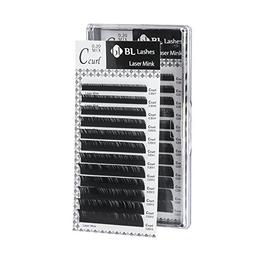 Eyelash Extension BL Laser Mink Lash C Curl Mix 8 Sizes in 1 Tray (CX0.20mm)