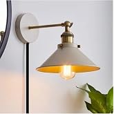 Rsylight Retro Metal Mafsallı Kablolu Fişli Beyaz Dekoratif Rustik Duvar Aplik &Ccedil;ap:22