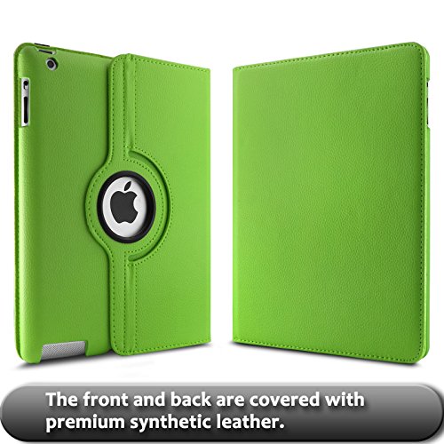 iPad 2 3 4 Hülle,Infiland PU Ledertasche lederhülle 360°Drehbarer Stand Smart Cover Case Schutzhülle Tasche Etui für Apple iPad 2,iPad 3, iPad 4(mit Auto Schlaf / Wach Funktion)(Grün) - 2