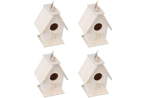 Alvinlite Casas para Pájaros de Madera Pajareras Exterior en Jardin Decoracion Caja Nido de PáJaro Colgante para Aves Pajareras para Agapornis Canarios 4 Piezas