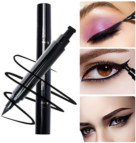 Eyeliner Stamp, Winged Waterproof Liquid Eye Liner Pen Black Smudgeproof 2in1 Makeup Tool- No Dipping Required
