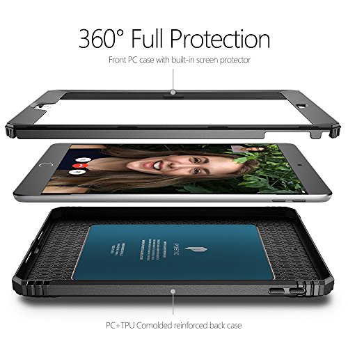 Poetic Revolution Heavy Duty Schutz Hybride Hülle mit Schirm Schutz für Apple iPad 9,7 (2017 März Veröffentlichung) Schwarz - 5