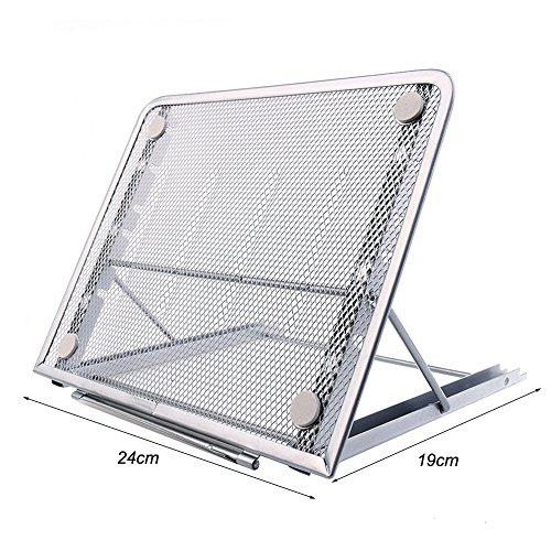 Faltbarer Laptop Tablet Ständer, InGoo Laptopständer Mesh Belüftet Kühler Halter Verstellbarer Computer Halterung Stütze Ständer für Laptop, Notebook, iPad Mini, iPhone, Tablets(Silber-Grau) - 6