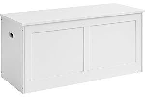 VASAGLE Storage Chest, Storage Bench, Blanket Box with 2 Safety Hinges, Shoe Storage Bench, 40 x 100 x 46.5 cm, for Hallway, Bedroom, Living Room, Cloud White LSB164W01