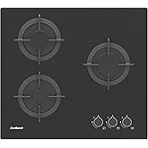 Corber&oacute; &ndash; Glass Gas Plate 60 cm | CPG306N | 5,45kw | 3 Zones | Side Controls | Cast Iron Grill | Without Frame | Conversion K