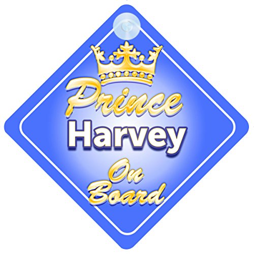 Crown Prince Harvey On Board Personalised Baby / Child Boys Car Sign