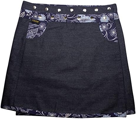 SUNSA ladies skirt jeans skirt summer skirt wrap skirt mini skirt reversible skirt, 2 in 1 with adjustable size