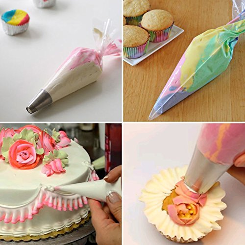 200 Stück Thick-Gebäckbeutel 16-Zoll-12-Zoll-Einweg-Icing Dekorieren Taschen Kuchen Spritzbeutel für alle Sized Tipps Kit und Kupplungen - 8