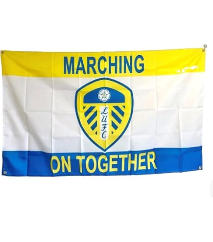 Bandiera Leeds United 1,5 X 0,9 M - Poliestere HD Con Rosa Dello Yorkshire - Colori Tradizionali - Per Stadio, Casa E Tifoseria - Con Occhielli Metallici
