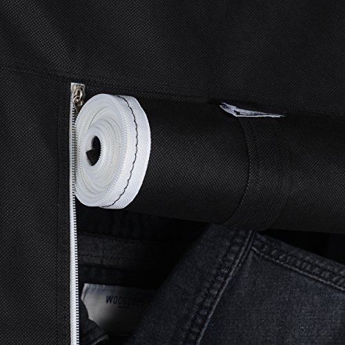 Harima Keep Deluxe Stoff-Kleiderschrank, 2-türig, faltbar, leicht, mit Hängestange und Regalfächern, Schwarz mit 5 Kleiderbügel inklusive - 5