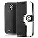 Produktbild Saxonia Flip Case Tasche Samsung Galaxy S4 Hülle Schutzhülle Elegante Handytasche mit Kartenfach Standfunktion Farbe Schwarz-Weiß