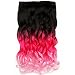 Neverland Beauty 55cm One Piece Clip in Triple Ombre Three Tone Synthetic Curly Wavy Hair Extensions Brown Black to Rose Red to Pink