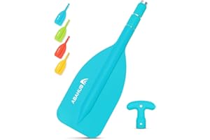 ‎ABAHUB Abahub Teleskop Paddel 53-106cm Stechpaddel Notfall Paddel mit T-Griff Leichte Ruder Mini Hilfspaddel Teleskopierbar Aluminiumschaft für Kanufahren Kajkak Schlauchboot, Orange/Blau/Gelb
