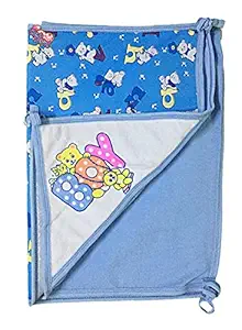 Moms Darling Baby Bed Protector Waterproof Plastic Baby Dry Sheets with Towel | Urine Mattress Protector Sheets | Baby Diaper Changing Sheet |0-12 Months| Pack of 1 Piece|(L-61 cm - W-46CM)|Blue