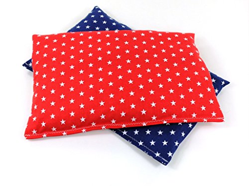 Set Kirschkernkissen Wärmekissen Körnerkissen ca.30 x 20 cm Sterne Rot & Blau
