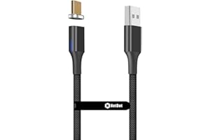 NetDot Gen10 nylonowy pleciony magnetyczny kabel do szybkiego ładowania z boczną diodą LED, kompatybilny z urządzeniami z systemem Android (1 m/1 opakowanie, czarny)