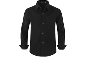 Spring&Gege Chicos Uniforme Manga Larga Abotonar Camisa para Niño (3-14 Años)