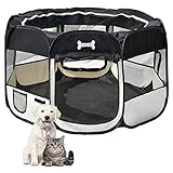 Mcdear Pliable Parc à Chiot Tissu Oxford Enclos pour Petits Animaux pour Chiens Chats Lapin Petits Noir