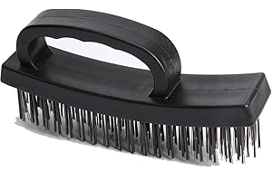 LORD C Wire Brush Heavy Duty, 4 Rows Carbon Steel Brush for Cleaning Rust and Dirt with Ergonomic Handle Grip, Multi-Function to clean roof tiles BBQ Rust Removal & Paint Removal on stone wall pack of (1)