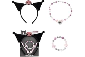 CARTOON 3 delar Kuromi Girl Tillbehör Set Pärlor Halsband och Armband + Pannband Kuromi Skalle Glitter Öron Smycken Flickor S