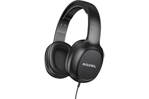 Roxel RX-90 Wired Headphones with Microphone - Lightweight On Ear Headphones for Android/IOS Devices - Comfortable Head Cushion Ergonomic - Answer Incoming Calls - Perfect for Music Lovers (Black)