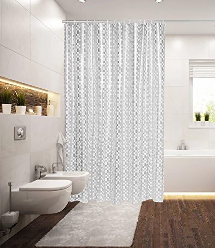 Shower Curtain PIXEL GRID 71x79 inch (180x200 cm) incl. 12 Rings Modern and Trendy