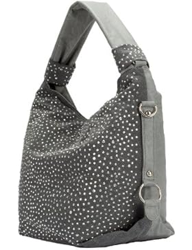 Trendy Tasche Handtasche Shopper XL mit Strass aktuelle Kollektion (Grau)