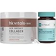 HealthKart hk vitals Hair Multivitamin with DHT Blockers, Omega & Biotin & Helps Reduce Hair Fall, 30 Multivitamin Capsules with Skin Radiance Collagen Supplement with Biotin, Orange, 100 g