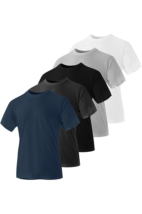 Iron Mountain Mens Crew Neck Organisch Katoen Gerecycleerd Polyester Eco-vriendelijke Geassorteerde Werkkleding T-Shirts (5 Pack), Groot, GEASSORTEERD, L