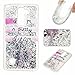 Produktbild KSHOP Schutzhülle LG Stylus 2 LS775/LG G Stylo 2 K520 Hülle Schale Etui TPU Silikon Transparent Hardcase,3D Kreative Liquid Bling Hülle Case Dynamisch Treibsand Flüssige Fließend Wasser Glitter Glitzer Glanz Sparkle Klar Hart Plastik Tasche Kristall Handytasche Rückseite - Silber Treibsand und Text Campanula