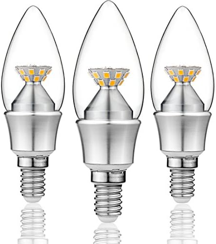 KINDEEP E14 LED Candle Bulbs - 5W / 480LM, 50W Incandescent Bulb Equivalent, Daylight White 6000K, Small Edison Screw(SES) - 360° Beam Angle, Not Dimmable, 3-Pack