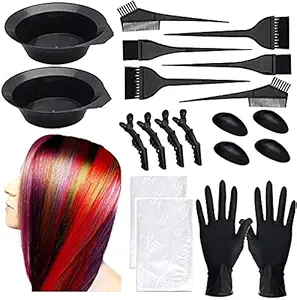 Hair Dye Kit- Dee Banna 20 Pieces Beauty Salon Hair Dye Care Coloring Kit, Hair Tinting Bowl, Dye Brush, Ear Cover, Gloves for DIY Salon Hair Dye Tools Hair Coloring Bleaching Hair Dryers Tools