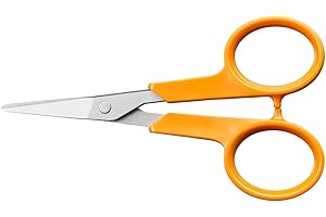 Fiskars Tijeras de manicura Classic, Puntas redondeadas, Diestros y zurdos, Longitud total: 10 cm, Ergonomía del mango mejorada, Acero/Plástico, Naranja, 1075060