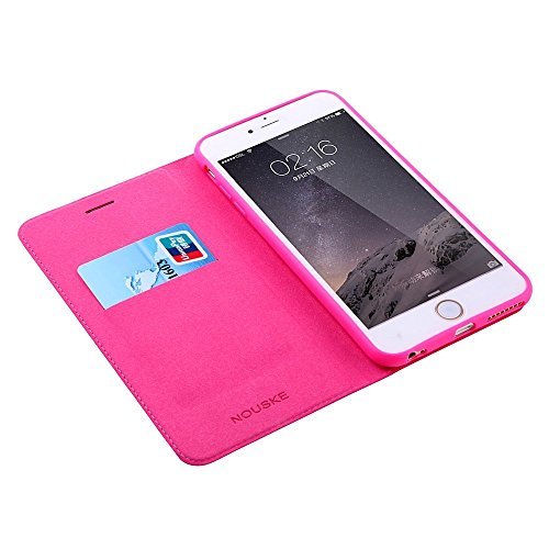 Nouske Funda tipo cartera para iPhone 6 Plus y 6S Plus de 5 5 pulgadas de Apple  Rosa caliente