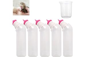 Gufastoe 5 tetinas de silicona rosa con botella para cachorros, perros, gatos u otras mascotas