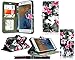 Produktbild Nokia 5 Hülle, Kamal Star® Hülle für NOKIA 5 , Schutzhülle Lederhülle Handyhülle aus Leder Flip Cover Taschenhülle mit Kreditkartenhaltern, Standfunktion, Geldbeutel, Magnetverschluss + Stylus (Pink Flower Dark Grey Book)