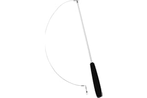 UKETO Cat Teaser Wands, Retractable Fishing Pole Wand Cat Teaser Rod Toy (White)