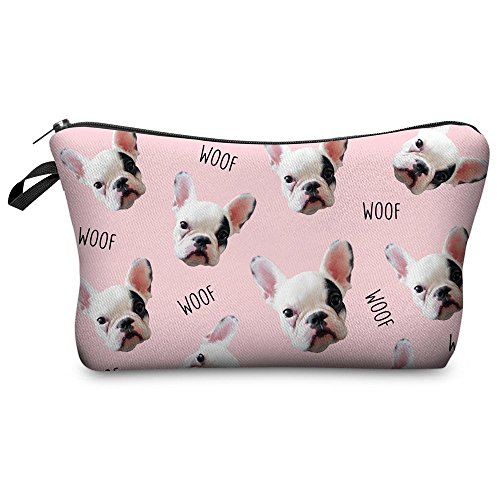 Generic 3D Print Women Cosmetic Bag with Multi-Coloured Pattern Nice Travel Makeup Pouchs Women, pugs (Multicolour) - Generic