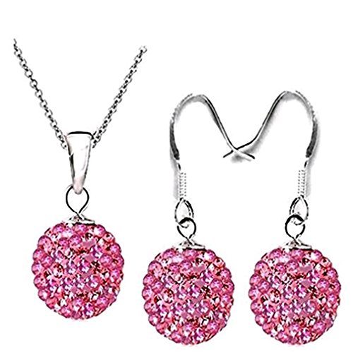 Mujer hermosa 925 de plata maciza de bolas collar y pendiente del perno prisionero de 10 mm