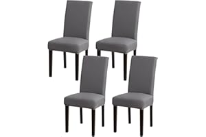 ‎MAFUDOXI mafudoxi Stuhlhussen 4er Set, Stretch Abnehmbare Waschbar Stuhlbezug, Stretch Stuhlhusse mit Gummiband, für Hotel, Bankett, Restaurant, Haus, Party, Hochzeit(Grey, 4Stück)