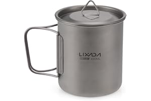 Lixada Pot de Camping Ultra léger en Titane avec poignée de Suspension - Tasse d'eau extérieure pour Pique-Nique, randonnée, Camping, randonnée