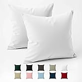 Dreamzie - Pillowcase 60x60 cm - 100% Reinforced Cotton - White | Set of 2 &middot; Oeko-Tex certified &middot; Zip &middot; 57 threads per cm&sup2; &middot;