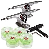 ejes longboard decathlon Tamaño ruedas: 70mm x 51mm FunTomia - 4 Ruedas LED para Longboard, 70 x 51 mm, 80A, con 8 rodamientos de Bolas Mach1 ABEC-11, con Dos Ejes + T-Tool (Verde/con LED/con Dos Ejes + T-Tool)