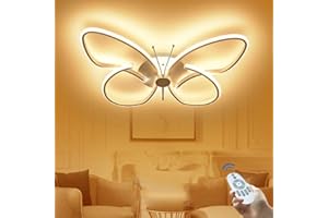FUMIMID Kinderlampe LED Deckenleuchte Kinderzimmer Mädchen Jungen Schlafzimmer Deko Deckelampe Schmetterling Acryl Design Kronleuchter Für Wohnzimmer Schlafzimmer Flur Mit Fernbedienung,Dimmbar,64cm