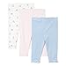 Bluezoo Pack Of Three Babies Pink, Blue And White Patterned Leggings 9-12 Months