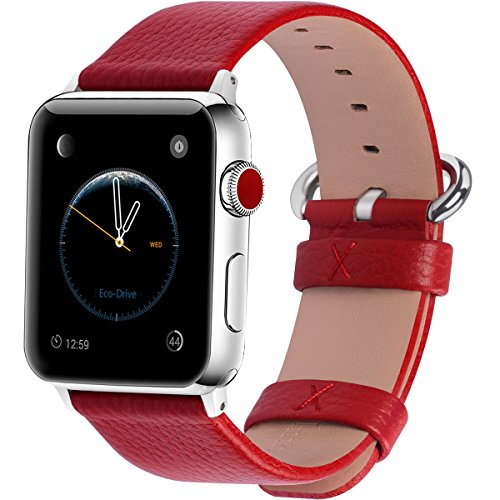 Fullmosa Compatible Correa Apple Watch 38mm 42mm Cuero  15 Colores Correa para Apple Watch iWatch Serie 3 Serie 2 Serie 1  Sangre Roja 38mm