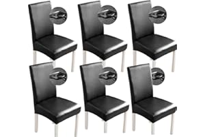 Bestenrose Fundas para Sillas de Comedor Piel Sintética Impermeables Elásticas para Comedor Fundas Universales para Casa Oficina Restaurante(6 Unidades, Negro)