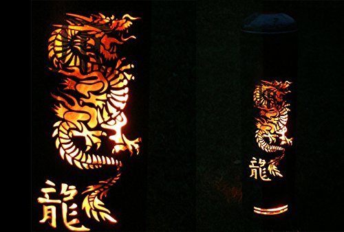 Feuerstelle Gasflasche als Feuertonne Terassenstrahler Feuerschale mit Motiv Drache - 2