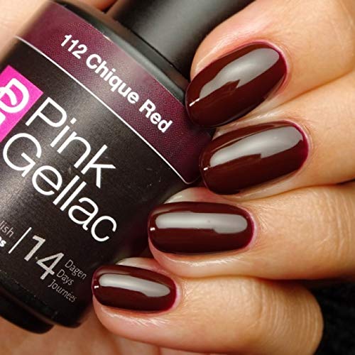 PINK Gellac 112 Chique Rojo UV nagellack. profesional Gel Esmalte de uñas Goma Laca para al menos 14 días Perfecto brillante uñas