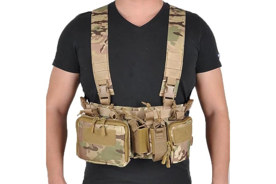Chest Rigg Vest, Tactical Assault Chest Rig Molle Tactical Vest with Multiple Pockets